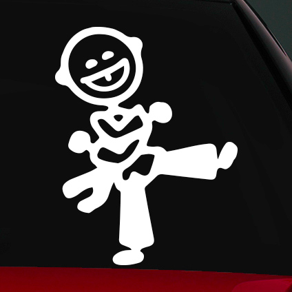 Karate kungfu fiú családi autó matrica